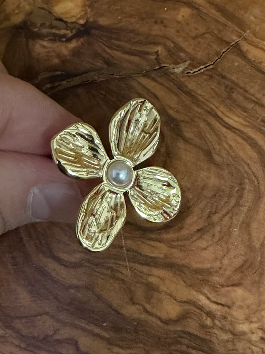 Anillo acero forma de flor